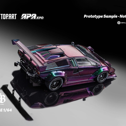 Topart Lamborghini Countach LBWK Black 1:64 Diecast Model Car - fine detailed model replica