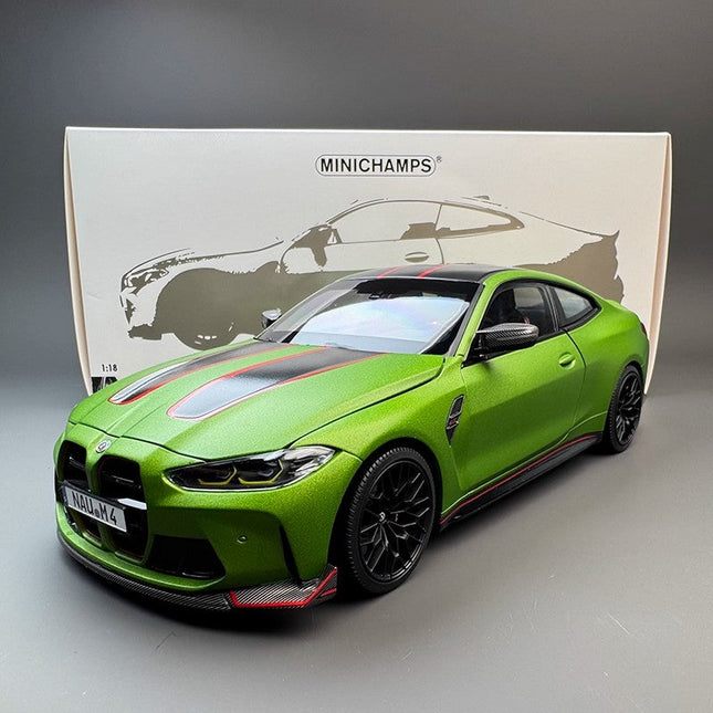 Minichamps BMW M4 CSL G82 1:18 Diecast Model Car - studio product photo of the scale model