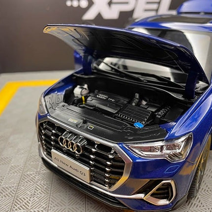YX Car Model Audi Q3 2019 Blue Openable 1:18 Diecast Model Car - hand-finished display model