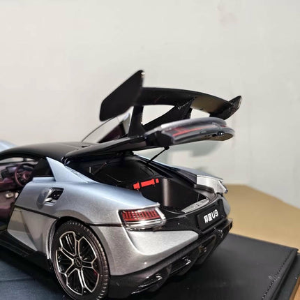 Original Model BYD Yangwang U9 EV Hypercar Silver 1:18 Diecast Model Car - showroom-quality model replica