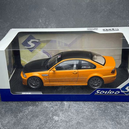 Solido BMW E46 M3 Coupe Works Orange 2000 1:18 Diecast Model Car - premium collector scale model