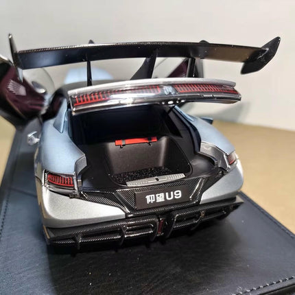 Original Model BYD Yangwang U9 EV Hypercar Silver 1:18 Diecast Model Car - detailed model car replica