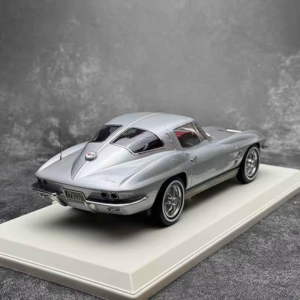 Norev Chevrolet Corvette Sting Ray 1963 Silver 1:18 Diecast Model Car - detailed die-cast style model