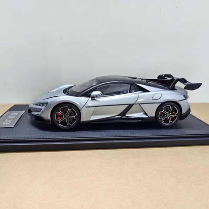 Original Model BYD Yangwang U9 EV Hypercar Silver 1:18 Diecast Model Car - studio product photo of the scale model