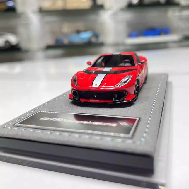 HH Model Ferrari 812 Competizione Standard Red 1:64 Resin Model Car - studio product photo of the scale model