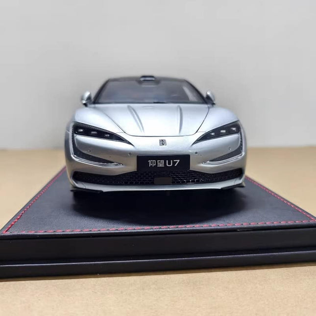 Original Manufacturer Original BYD Yangwang U7 Electric Hypercar Silver 1:18 Diecast Model Car - studio product photo of the 