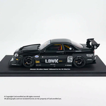 GT Spirit Nissan Skyline GT-R R34 LB-Works Black 1:18 Diecast Model Car - scale model for display
