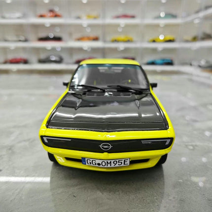 Otto Opel Manta GSE Yellow Black Hood 1:18 Resin Model Car - studio product photo of the scale model