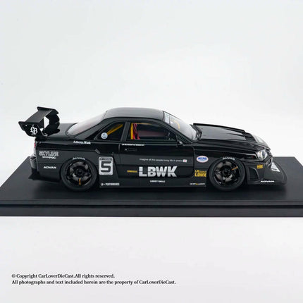 GT Spirit Nissan Skyline GT-R R34 LB-Works Black 1:18 Diecast Model Car - detailed die-cast style model