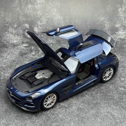 Minichamps Mercedes-Benz SLS AMG Roadster Metallic Blue 1:18 Diecast Model Car - scale model collectible piece
