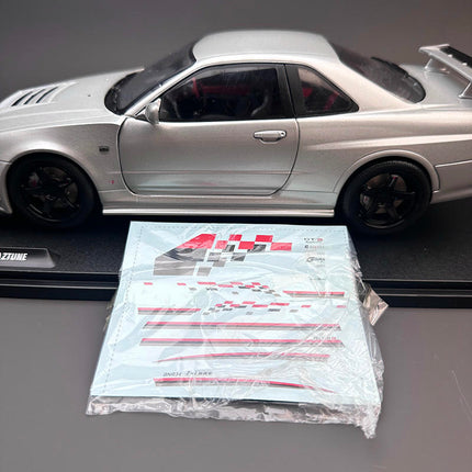 Solido Nissan GT-R R34 Z-Tune Silver 1:18 Diecast Model Car - showroom-quality model replica