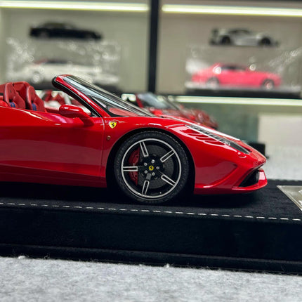 HH Model Ferrari 458 Speciale Aperta Metallic Red 1:18 Resin Model Car - showroom-quality model replica