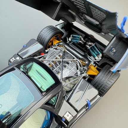 Almost Real Pagani Zonda Tricolore 2010 Blue Carbon Fiber 1:18 Diecast Model Car - scale model collectible piece