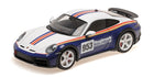 1:18 scale diecast Porsche model car, white with blue accents and racing stripes, number 953