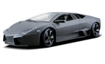Matte grey diecast sports car model in 1:18 scale with sleek angular design