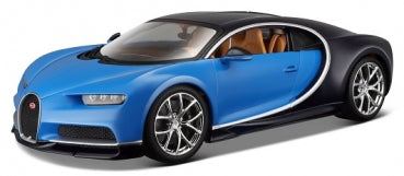 Blue and black diecast model car, 1:18 scale, luxury sports car design