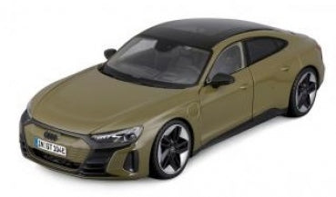 1:18 scale olive green diecast model sports car with black roof and detailed wheels