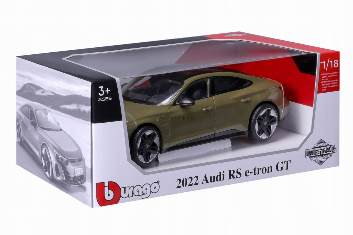 Bburago 1/18 Audi RS E-TRON GT 2022 – Tactical Green – Voiture Miniature Reproduction échelle Pour Enfant Dès 3 Ans