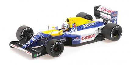 1:18 scale diecast Formula 1 Williams Renault model car, blue and yellow racing livery