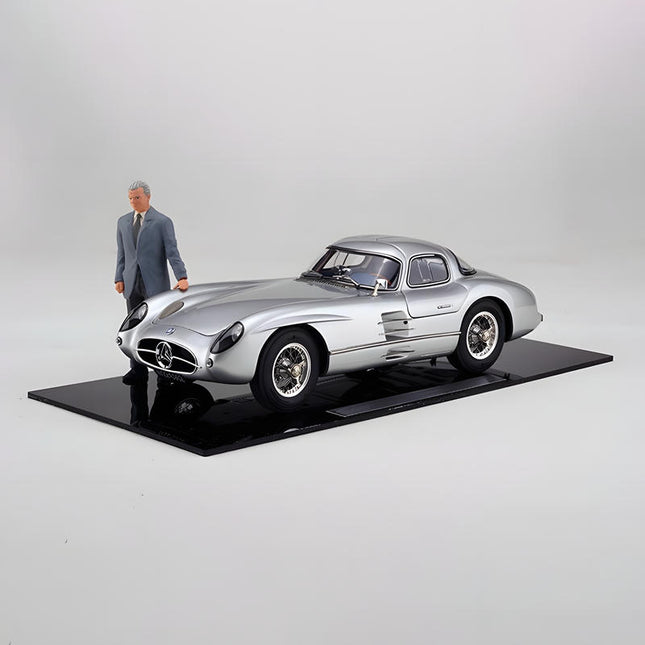 CMC Mercedes-Benz 300 SLR Uhlenhaut Coupe 1955 Silver M-246 1:18 Diecast Model Car - studio product photo of the scale model