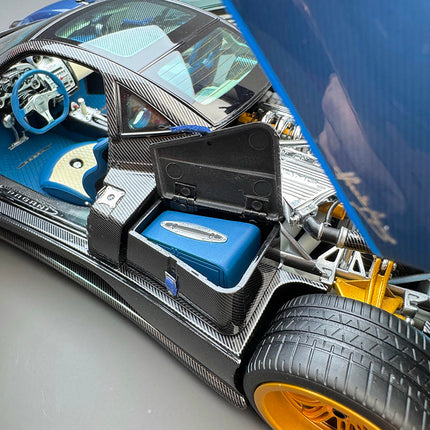Almost Real Pagani Zonda Tricolore 2010 Blue Carbon Fiber 1:18 Diecast Model Car - hand-finished display model