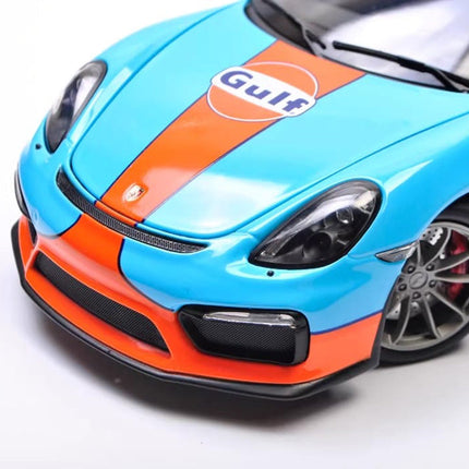 Schuco Porsche Cayman GT4 Gulf Edition 1:18 Diecast Model Car - collector edition scale model