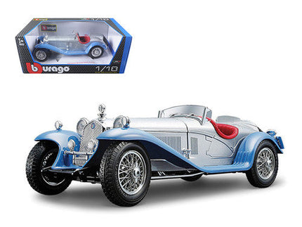 Bburago 1:18 Alfa Romeo 8C 2300 Spider Turing Blue and Silver Diecast - detailed collector display model