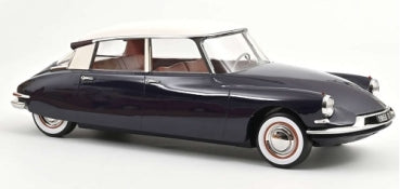 1:18 scale classic diecast car model in black with white roof and detailed interior