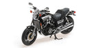 1:18 scale diecast model motorcycle, black and silver, detailed classic design