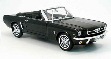 1:18 scale black Ford Mustang convertible diecast model car with detailed interior