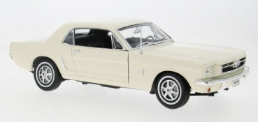 1:18 scale white classic Ford Mustang diecast model car with detailed wheels and interior