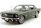 Black diecast model car of a classic Ford Mustang coupe, detailed 1:18 scale collectible.