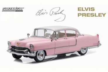 Pink 1950s Cadillac diecast model car with silver accents, displayed on white background