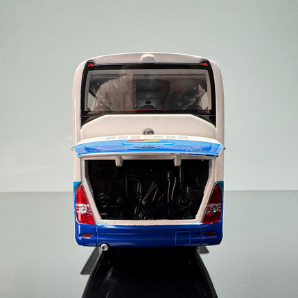 YX Car Model Yutong ZK6122H9 Blue and White Coach Bus 1:42 Diecast Model Bus - detailed model car replica