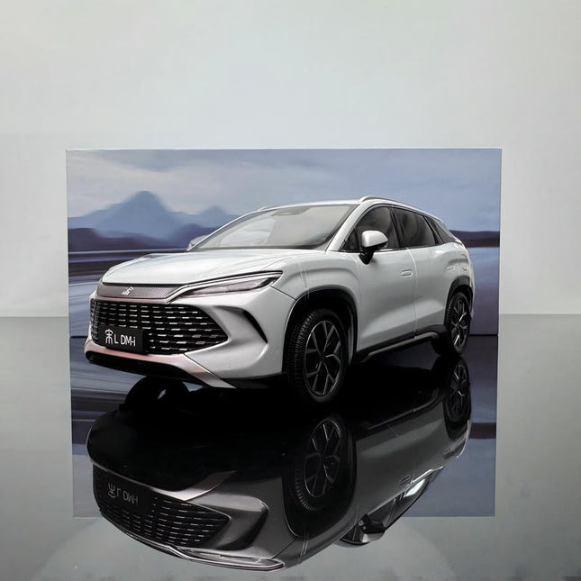 Original Model BYD Song L DM-i 2025 Ice Amber Blue 1:18 Diecast Model Car - studio product photo of the scale model