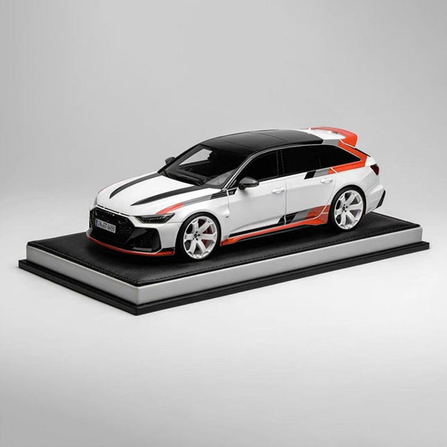 Motorhelix Audi RS6 Avant GT Acona White 1:18 Resin Model Car - studio product photo of the scale model