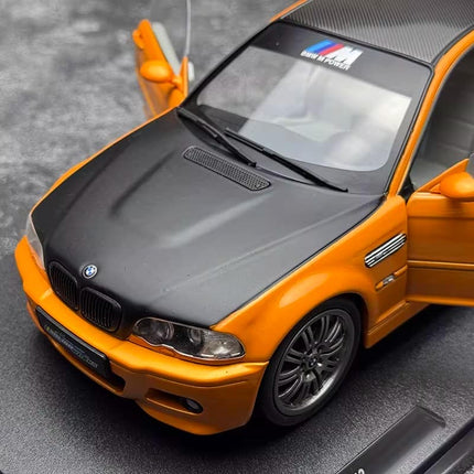 Solido BMW E46 M3 Coupe Works Orange 2000 1:18 Diecast Model Car - hand-finished display model