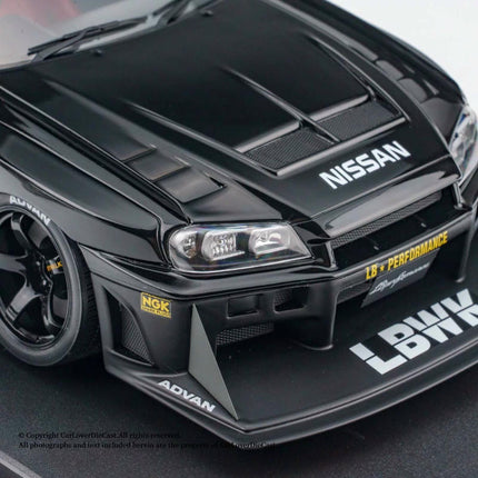 GT Spirit Nissan Skyline GT-R R34 LB-Works Black 1:18 Diecast Model Car - scale model collectible piece
