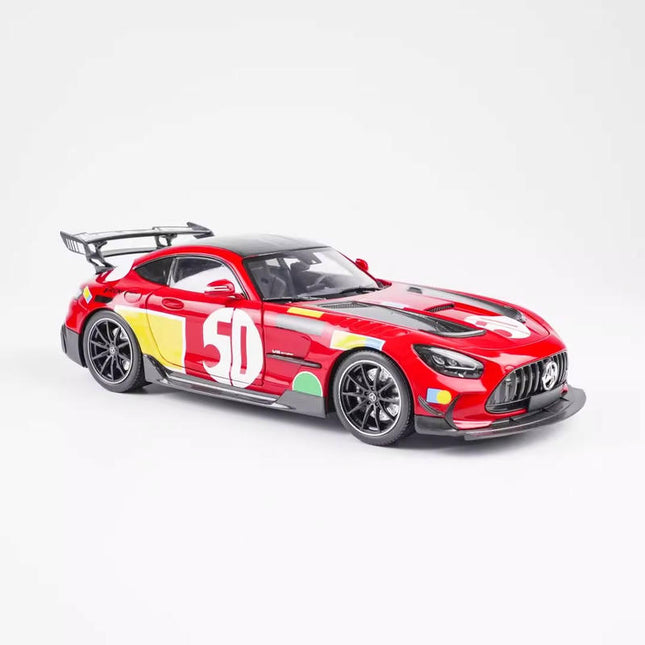 Minichamps Mercedes-Benz AMG GT Black Series Red 1:18 Diecast Model Car - studio product photo of the scale model
