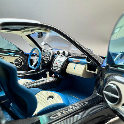 Almost Real Pagani Zonda Tricolore 2010 Blue Carbon Fiber 1:18 Diecast Model Car - collector display piece