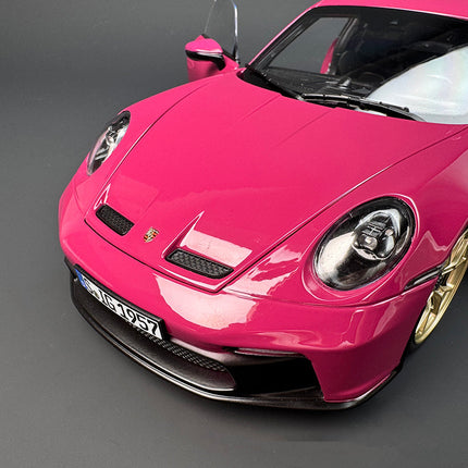 Norev Porsche 911 GT3 Rose Red 1:18 Diecast Model Car - collector display piece