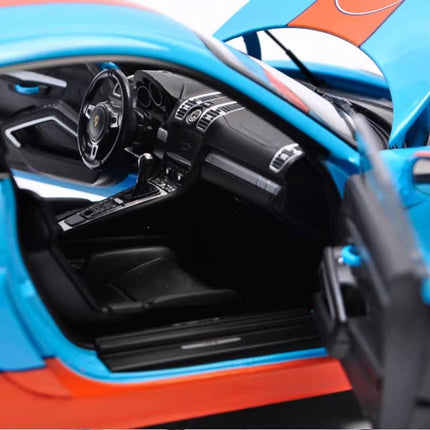 Schuco Porsche Cayman GT4 Gulf Edition 1:18 Diecast Model Car - detailed die-cast style model