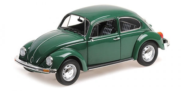 Green diecast Volkswagen Beetle model car 1:18 scale, classic design, collectible toy