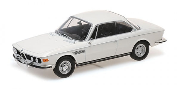 1:18 scale white BMW classic coupe diecast model car, detailed exterior, isolated view