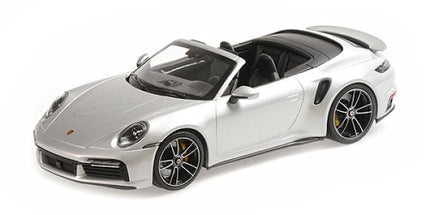 1:18 scale silver Porsche convertible diecast model car with detailed interior