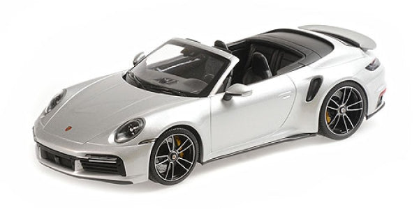 1:18 scale silver Porsche convertible diecast model car with detailed interior