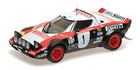 1:18 scale diecast Lancia Stratos rally car with red and black racing livery
