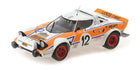 1:18 scale diecast model Lancia Stratos rally car with orange and white BIC livery