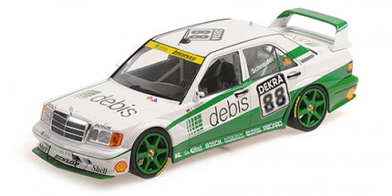 1:18 scale diecast Mercedes-Benz race car in white and green with detailed sponsor decals