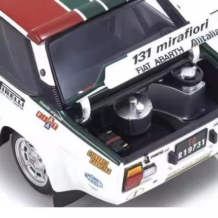 Kyosho Fiat 131 Abarth Racing Blue White Rally Livery 1:18 Diecast Model Car - premium collector scale model